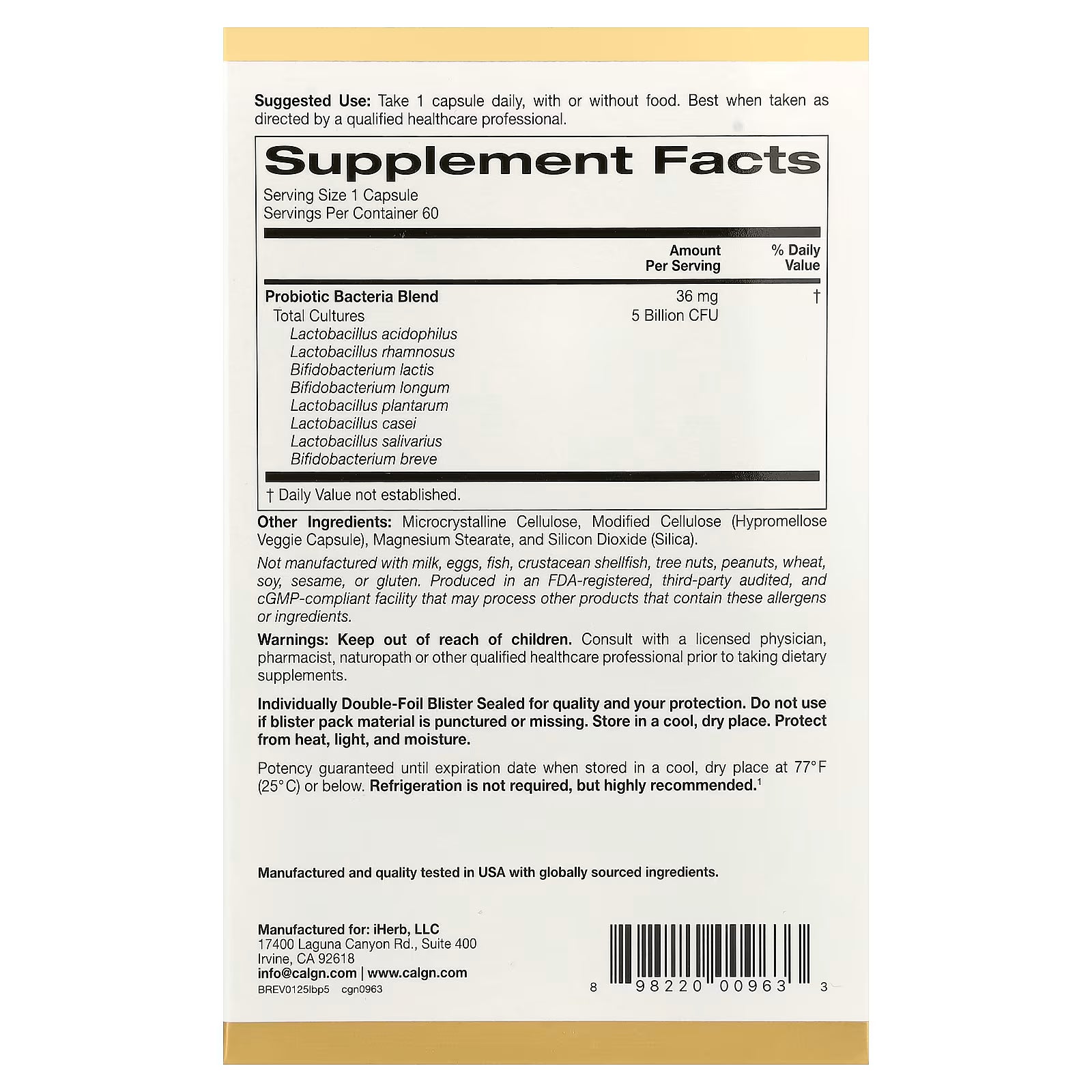 Probiotic 5billion Lactobif